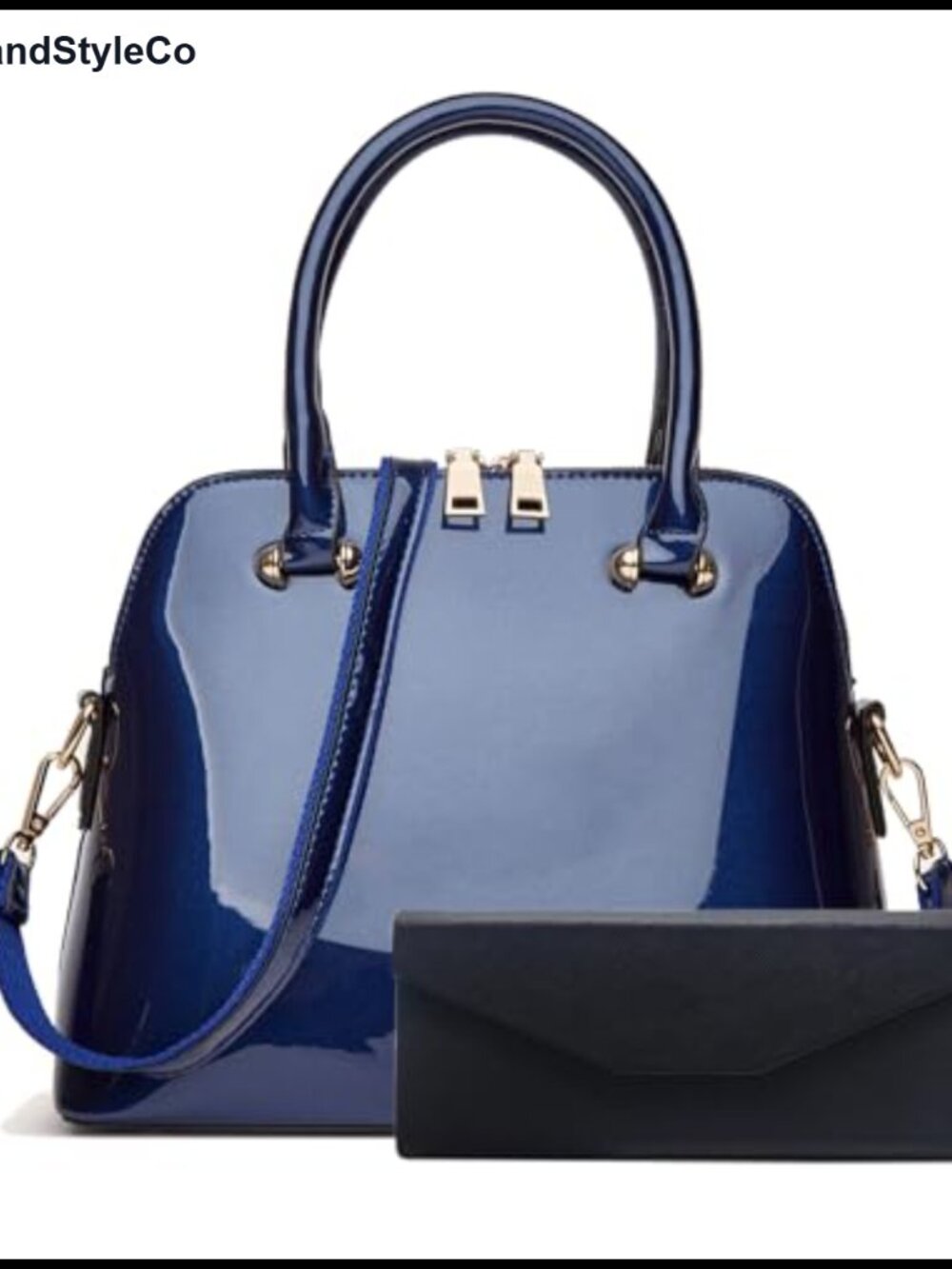 Patent Leather Dome Satchel Purse Zip-around Handbag Multi-Pocket Shoulder Bag